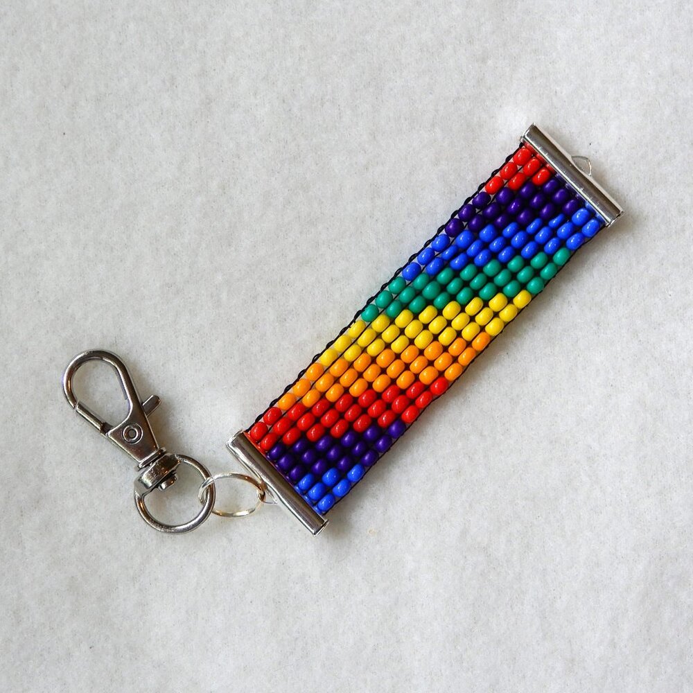 Pride rainbow bead keychain, handmade, adjustable length, 30% to charity